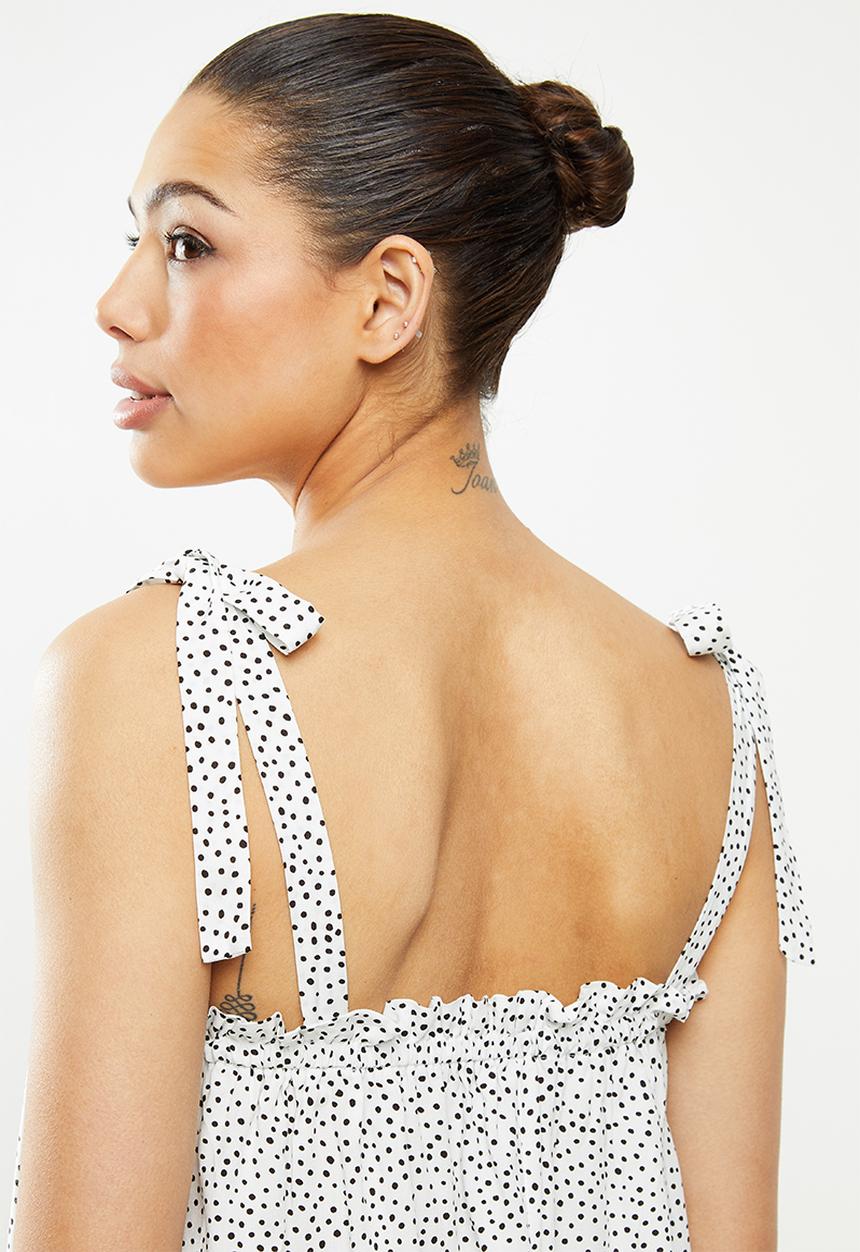 MILLA - Cami tie top - white & black