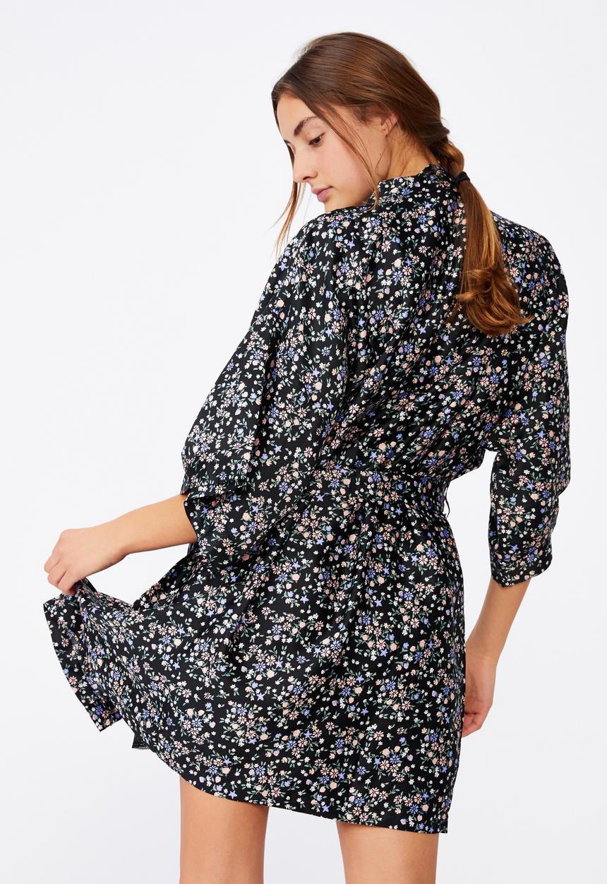 Cotton On - Satin kimono gown - toss ditsy