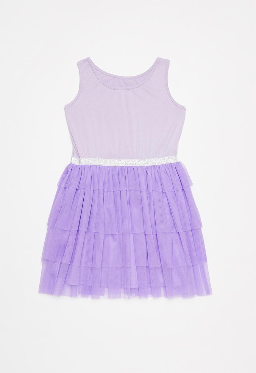 Pop Candy - Tiered mesh combo dress - purple