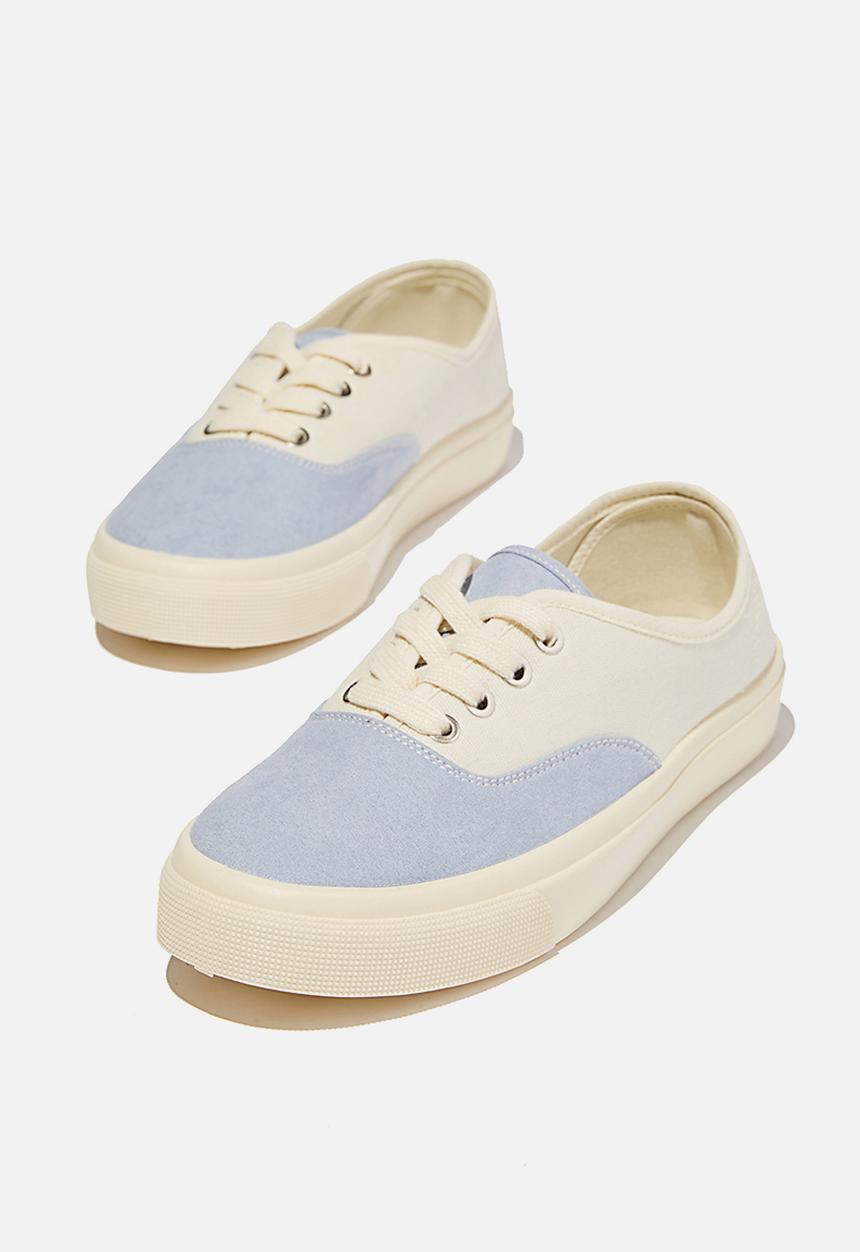 Cotton On - Jamie lace up plimsoll - vintage blue ecru multi