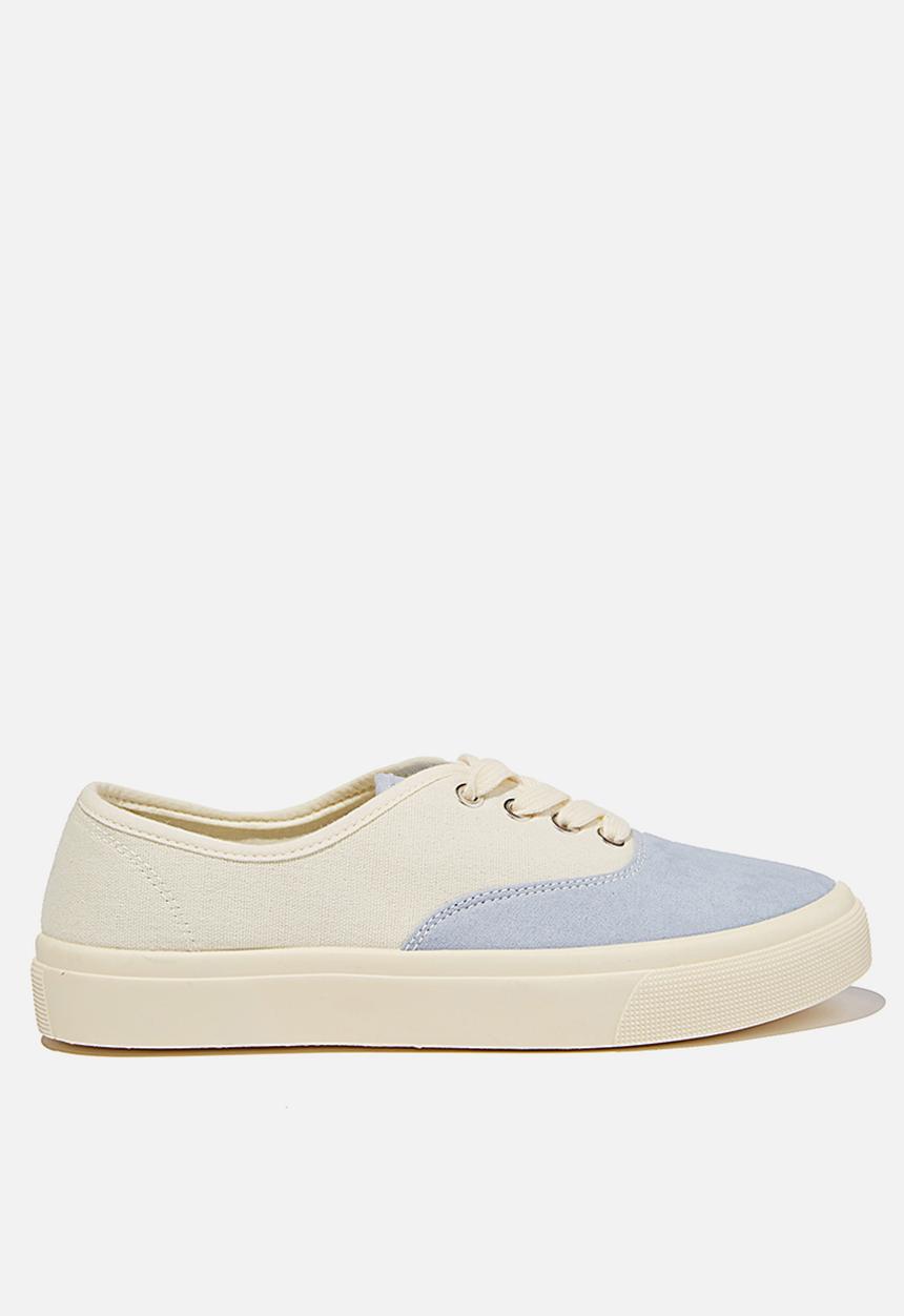 Cotton On - Jamie lace up plimsoll - vintage blue ecru multi