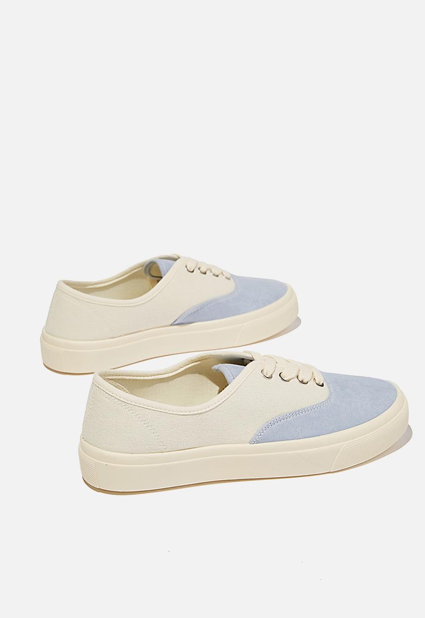 Cotton On - Jamie lace up plimsoll - vintage blue ecru multi