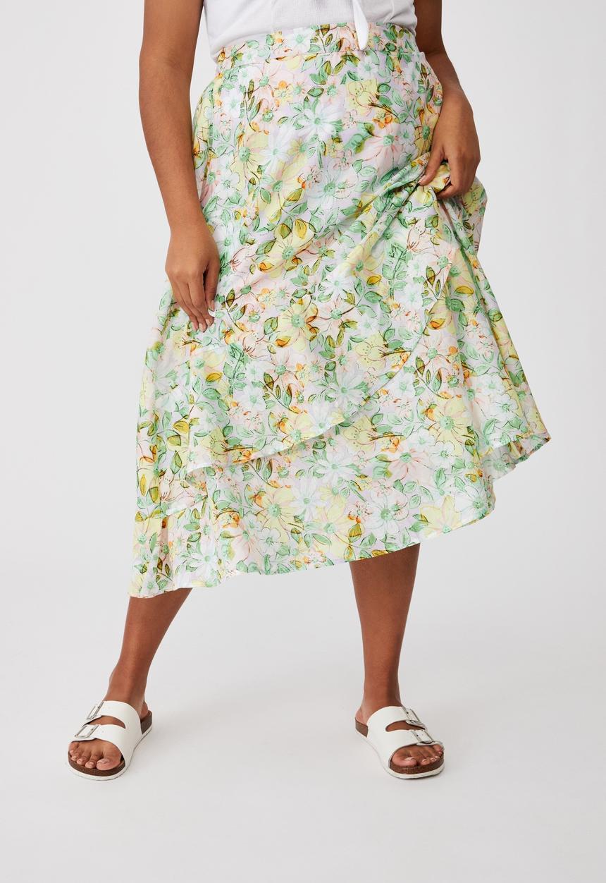 Cotton On - Curve florence frill midi skirt - sharna floral