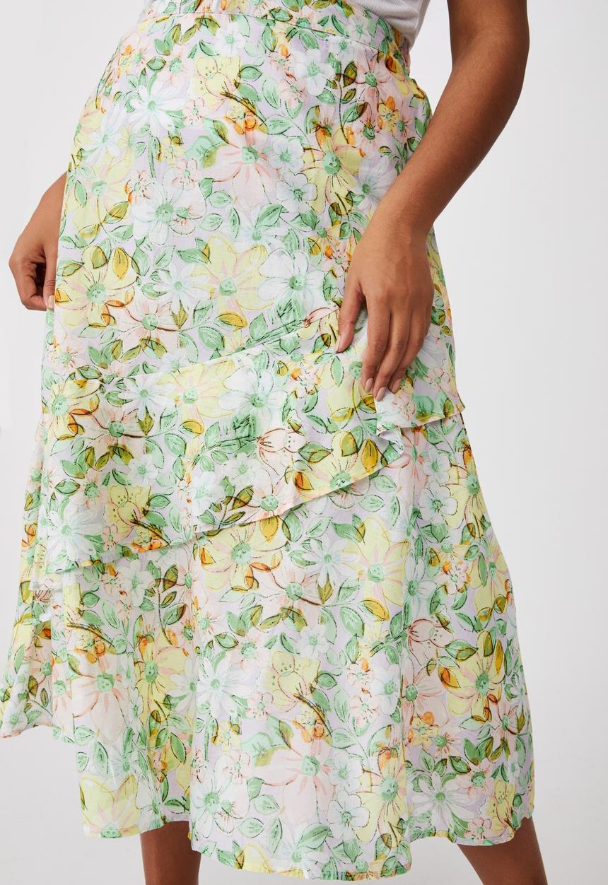 Cotton On - Curve florence frill midi skirt - sharna floral
