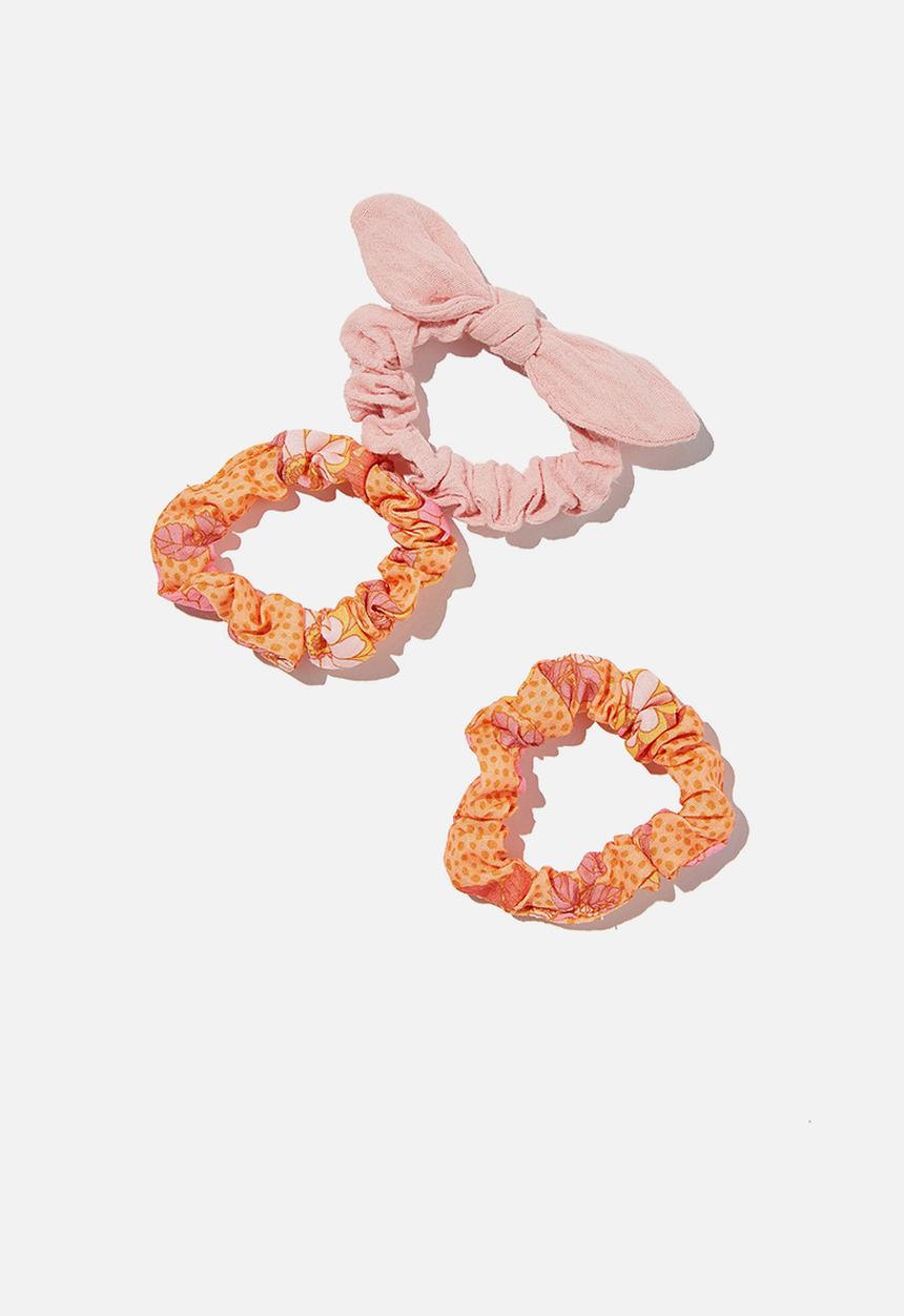 Cotton On - Mini scrunchies poplin - orange/pink