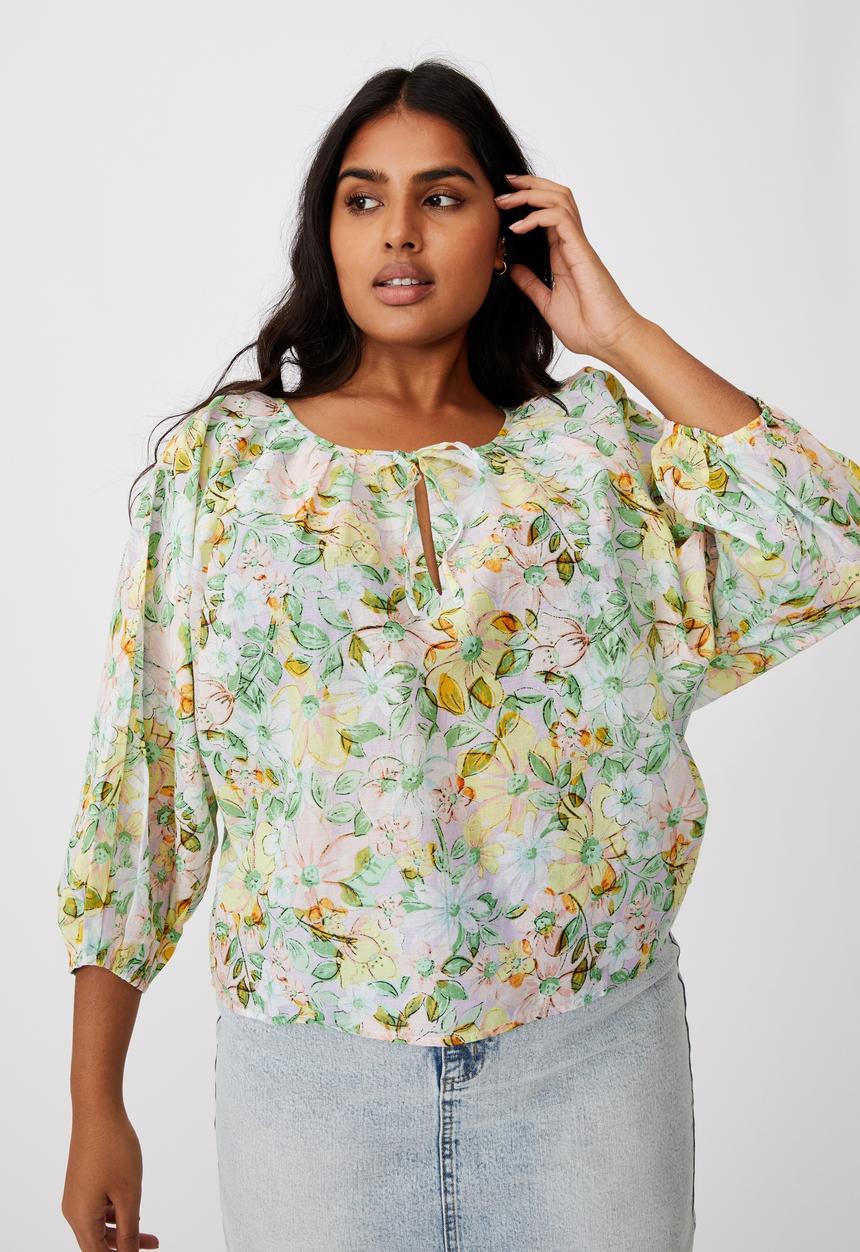 Cotton On - Curve peasant blouse - sharna floral