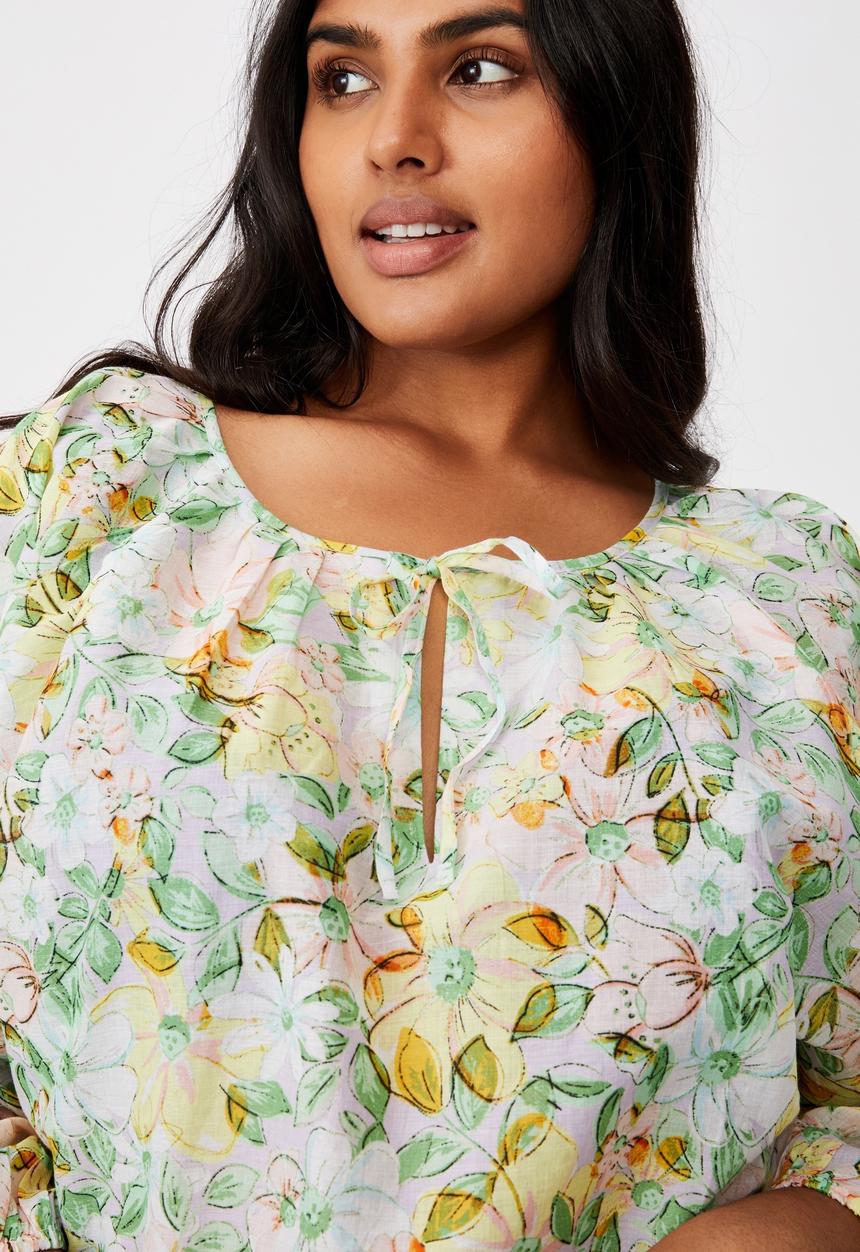 Cotton On - Curve peasant blouse - sharna floral