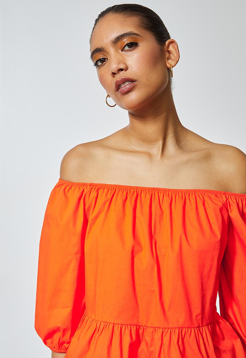 Superbalist - Ruffle detail off the shoulder - orange
