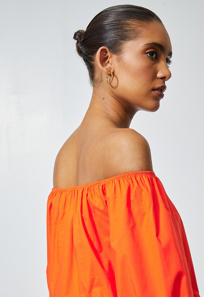 Superbalist - Ruffle detail off the shoulder - orange