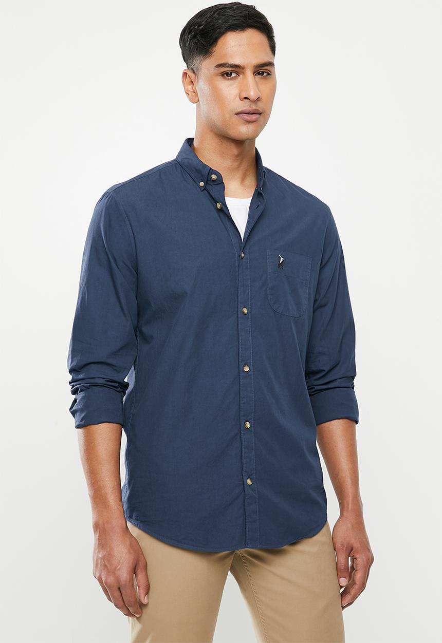 POLO - Jason textured signature shirt - navy