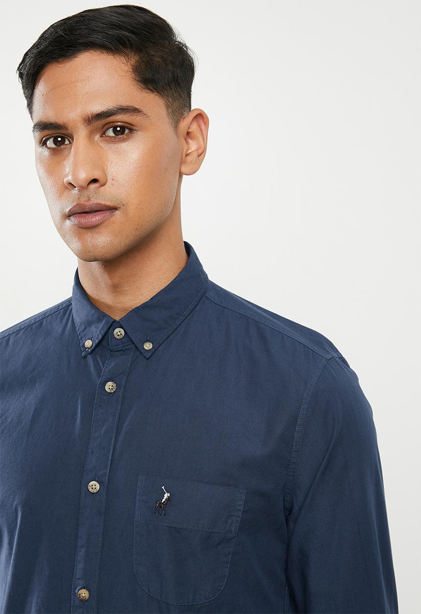 POLO - Jason textured signature shirt - navy
