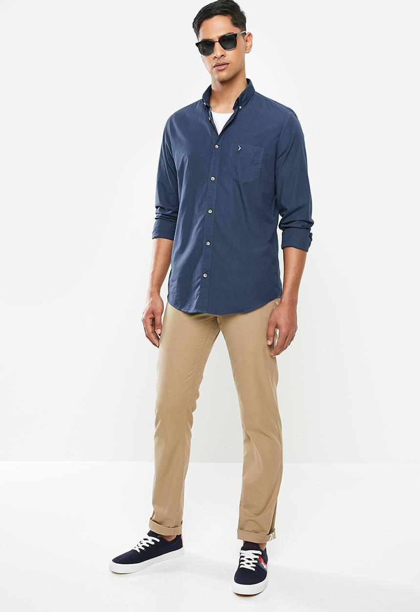 POLO - Jason textured signature shirt - navy