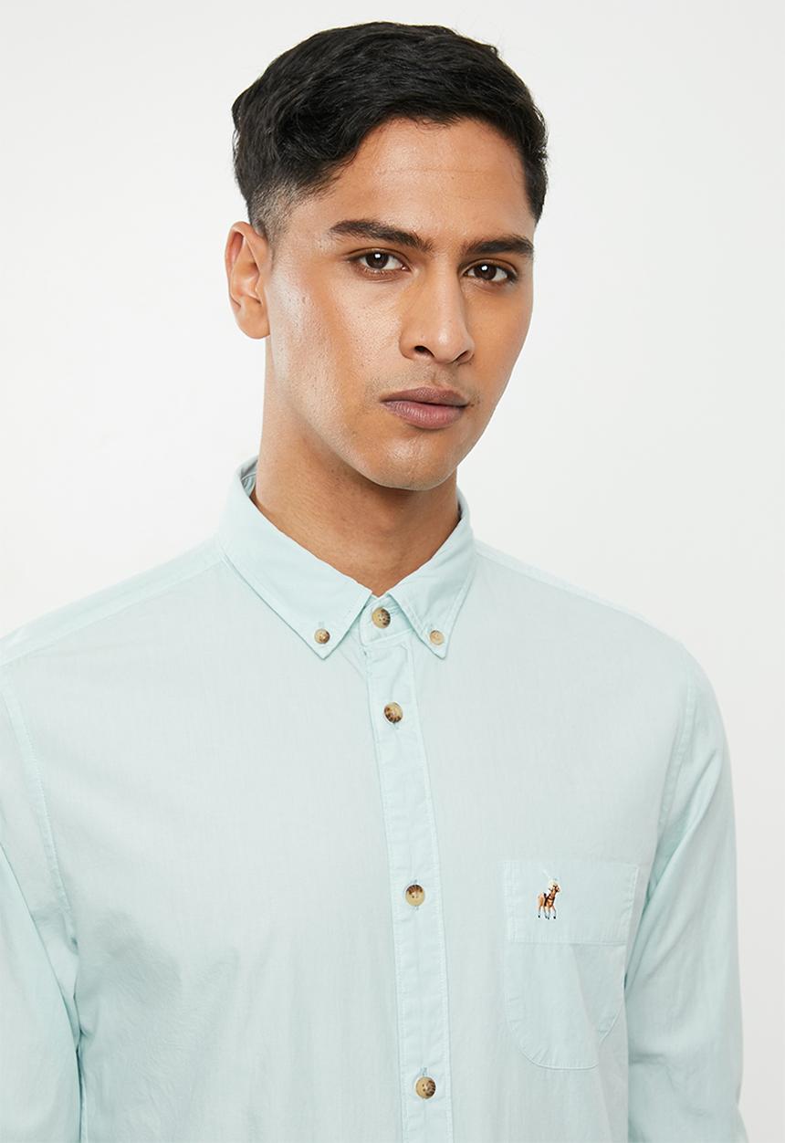 POLO - Jason textured signature shirt - blue