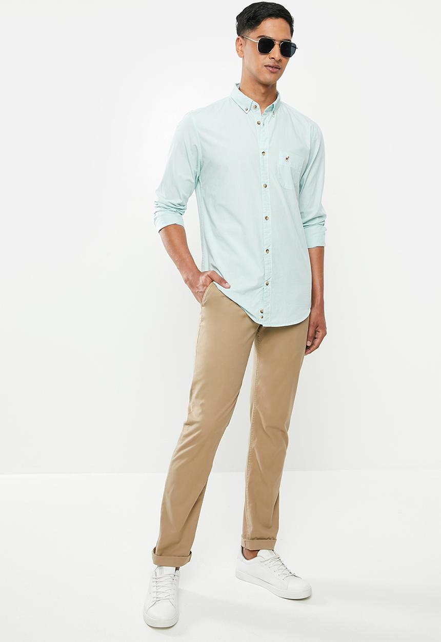 POLO - Jason textured signature shirt - blue