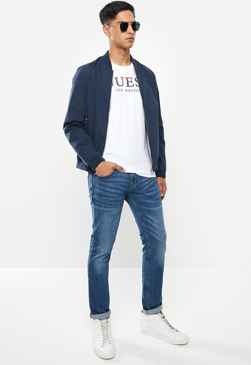 GUESS - Short sleeve guess 2 colour crew tee - white