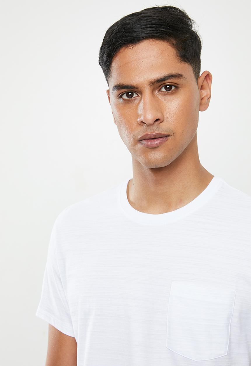 GUESS - Short sleeve slub tape tee - white
