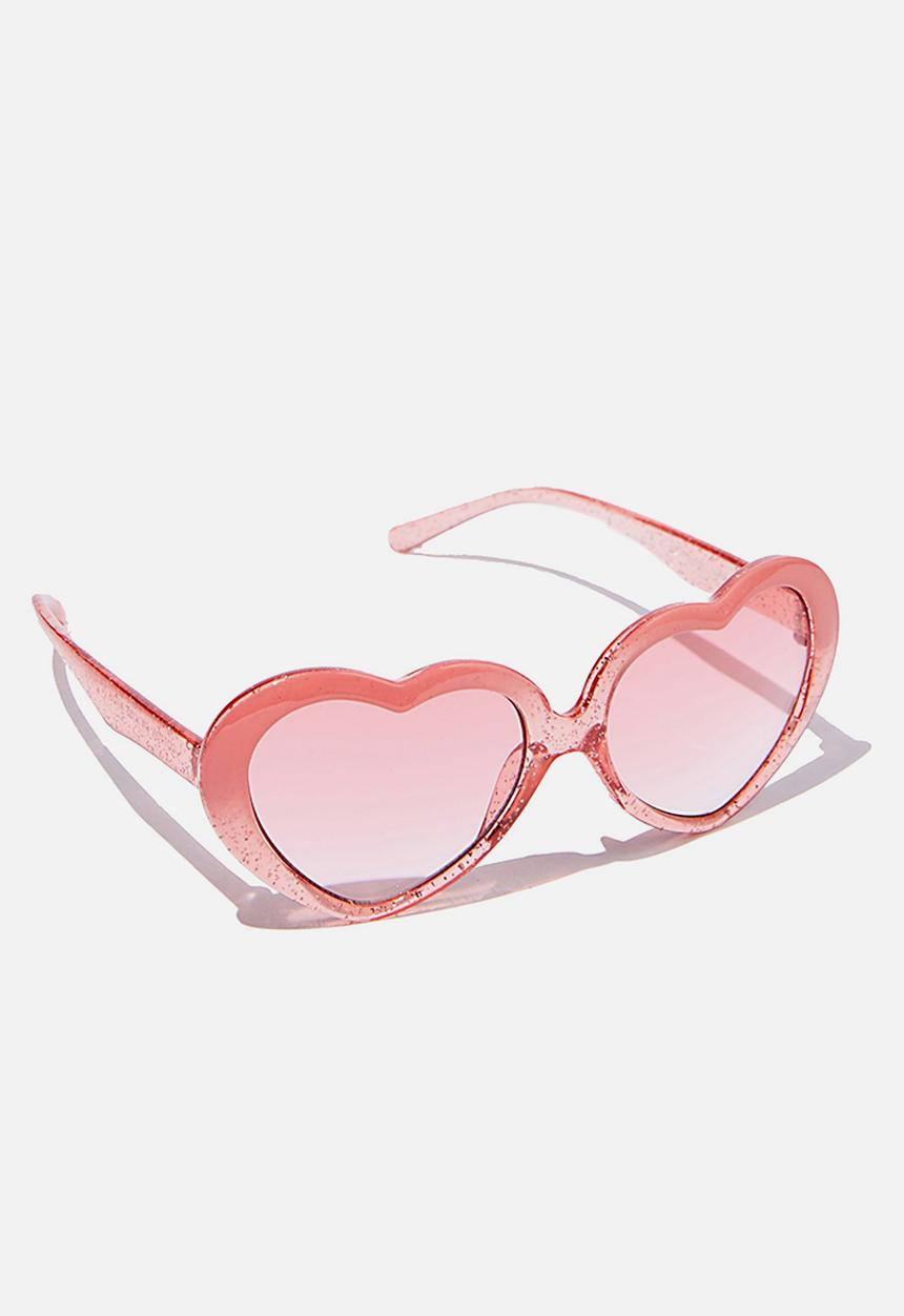 Cotton On - Kids retro sunnies - transparent pink glitter heart