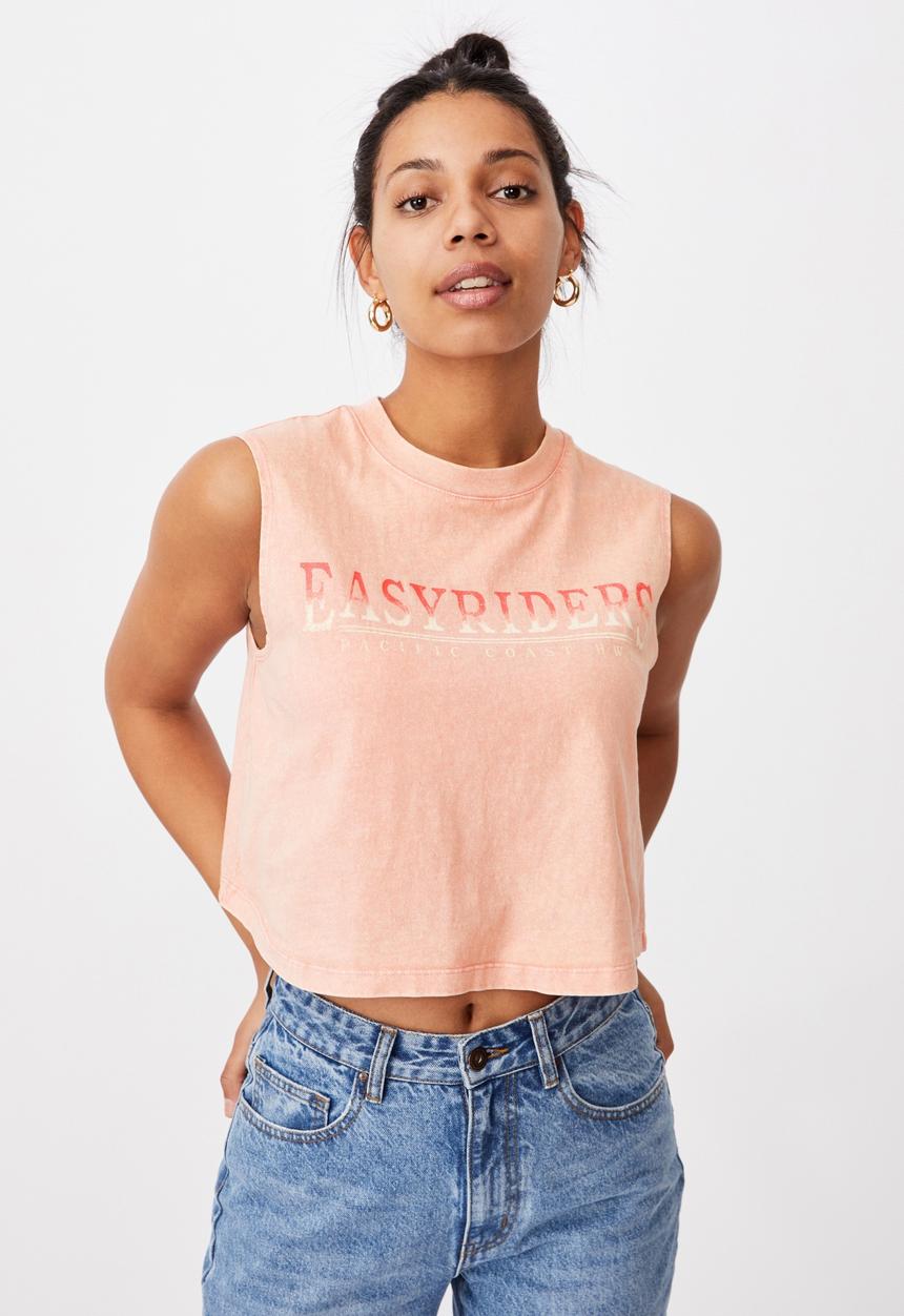 Cotton On - Marley graphic muscle tank - sunfaded pink