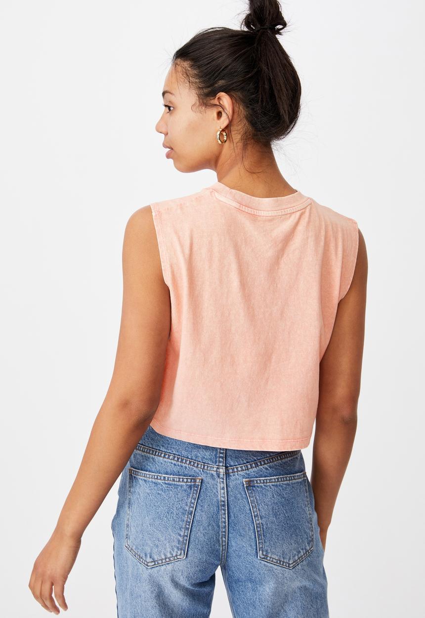 Cotton On - Marley graphic muscle tank - sunfaded pink