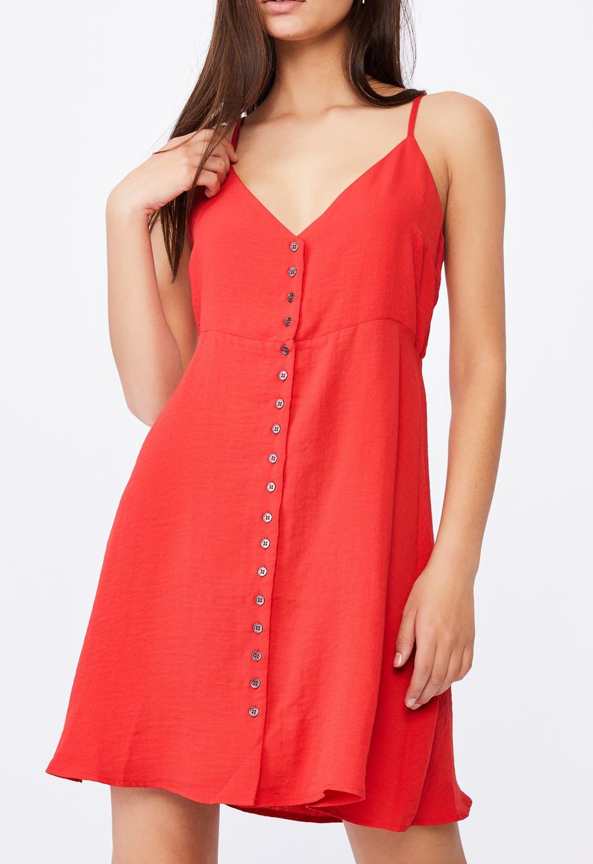 Factorie - Button through dress - red 
