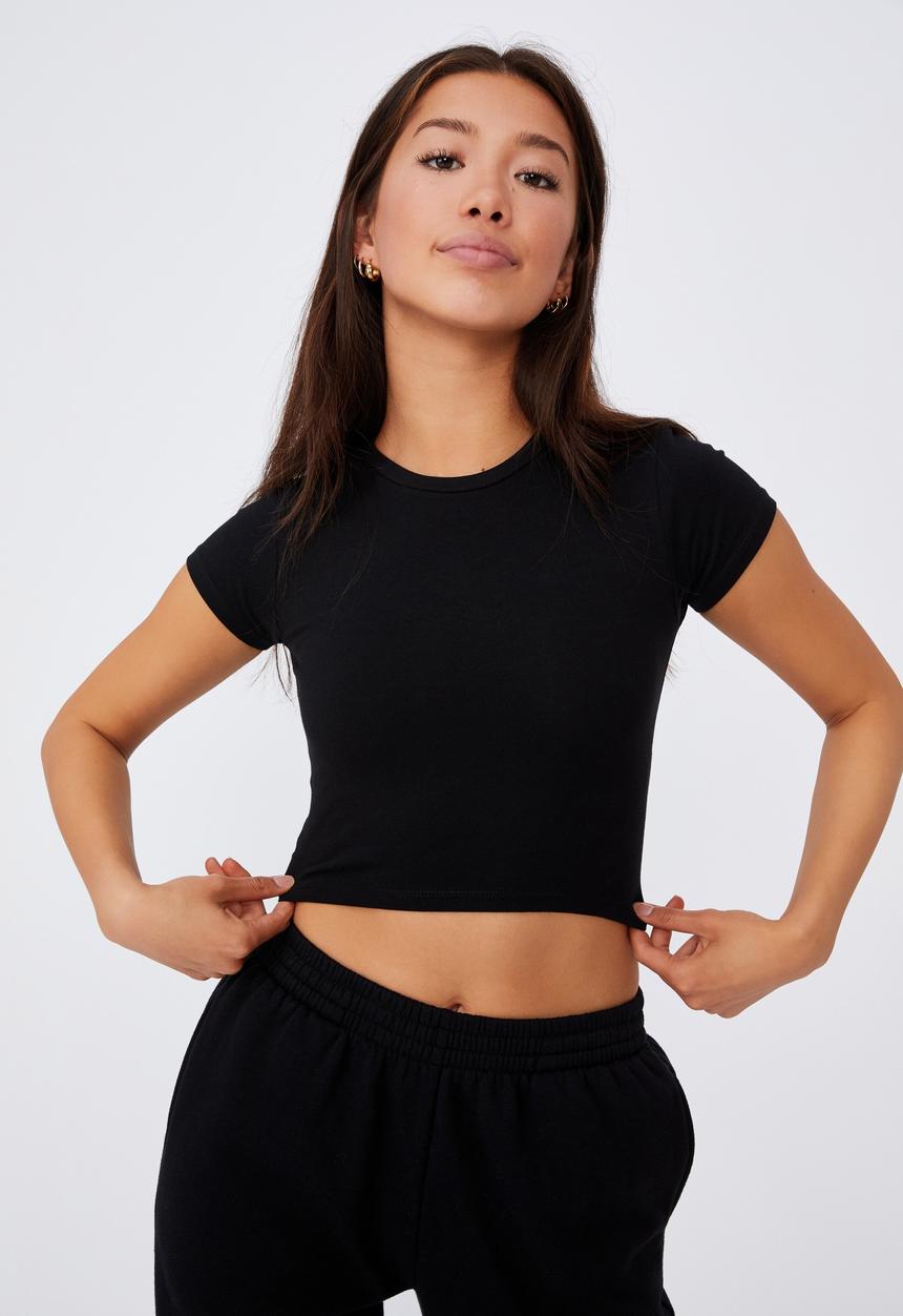 Factorie - Criss cross short sleeve top - black
