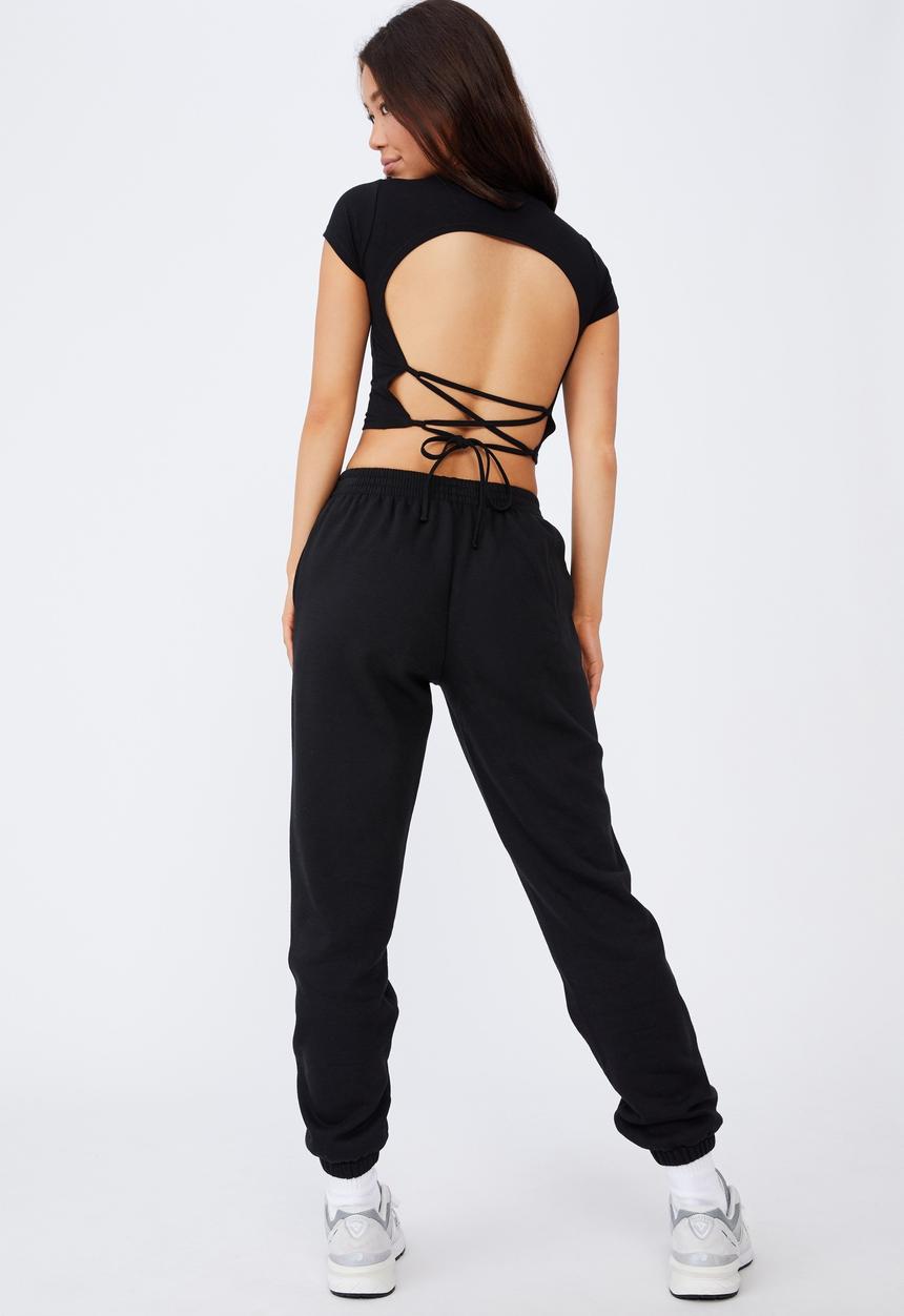 Factorie - Criss cross short sleeve top - black