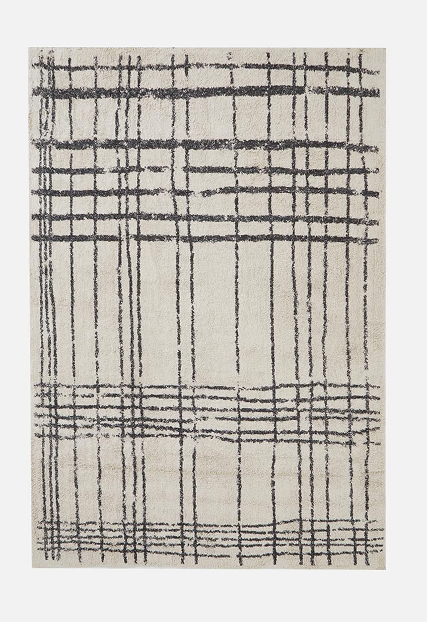 Sixth Floor - Striped tufted rug - charcoal/cream