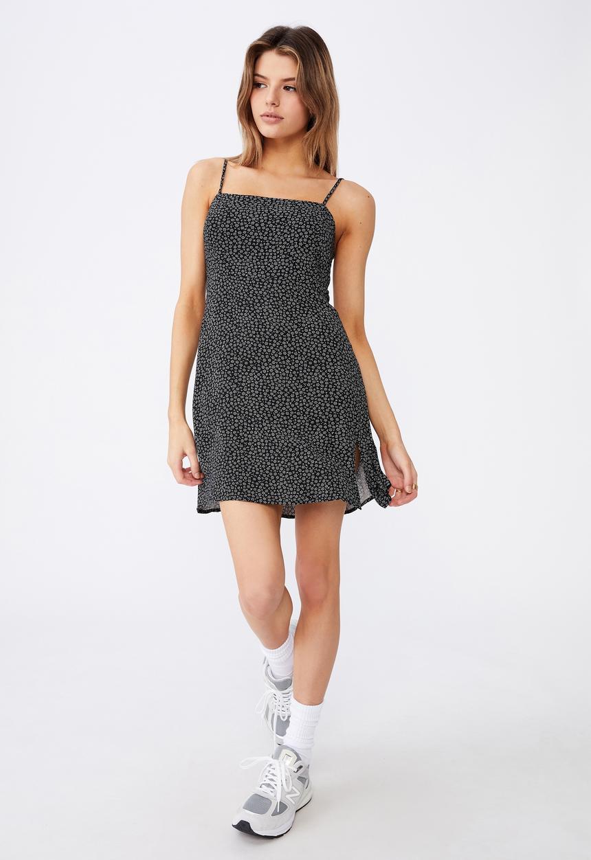 Factorie - Fit and flare split dress - black & white 