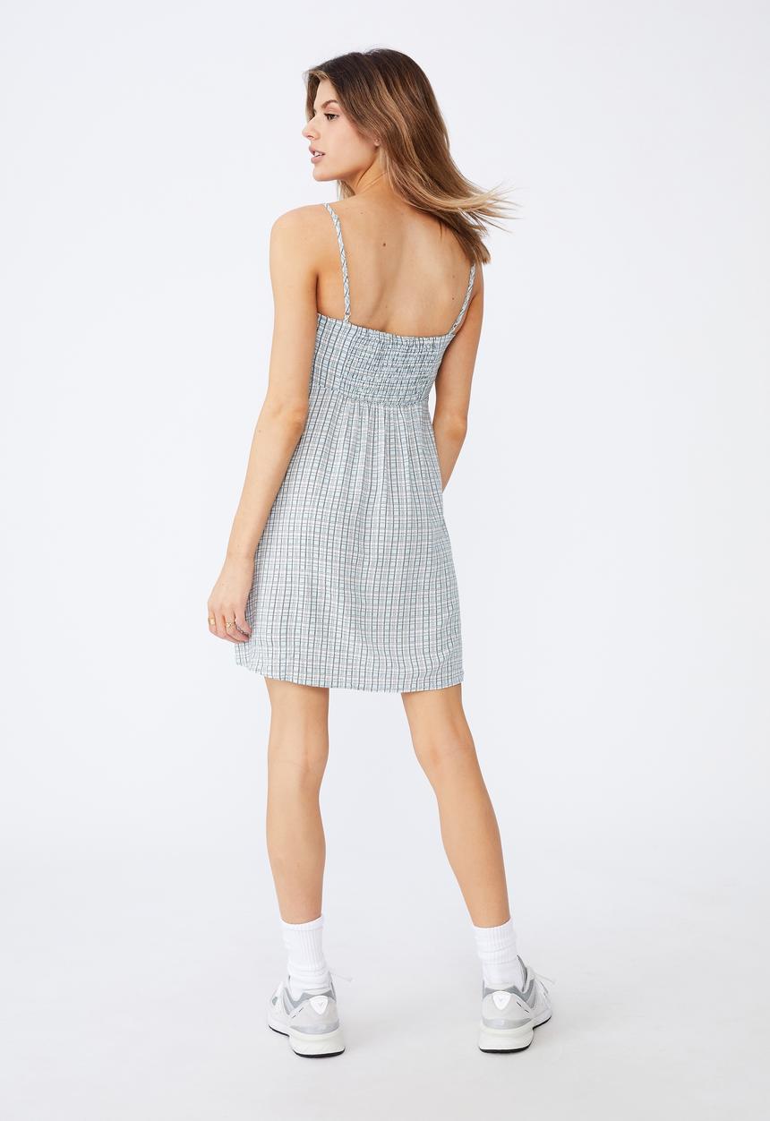 Factorie - Fit and flare split dress - blue & white 