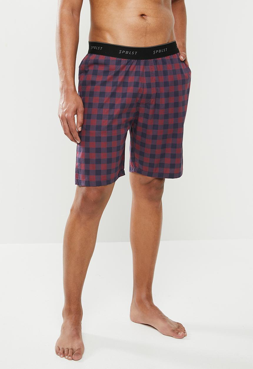 Superbalist - Woven sleep shorts - burgundy & navy