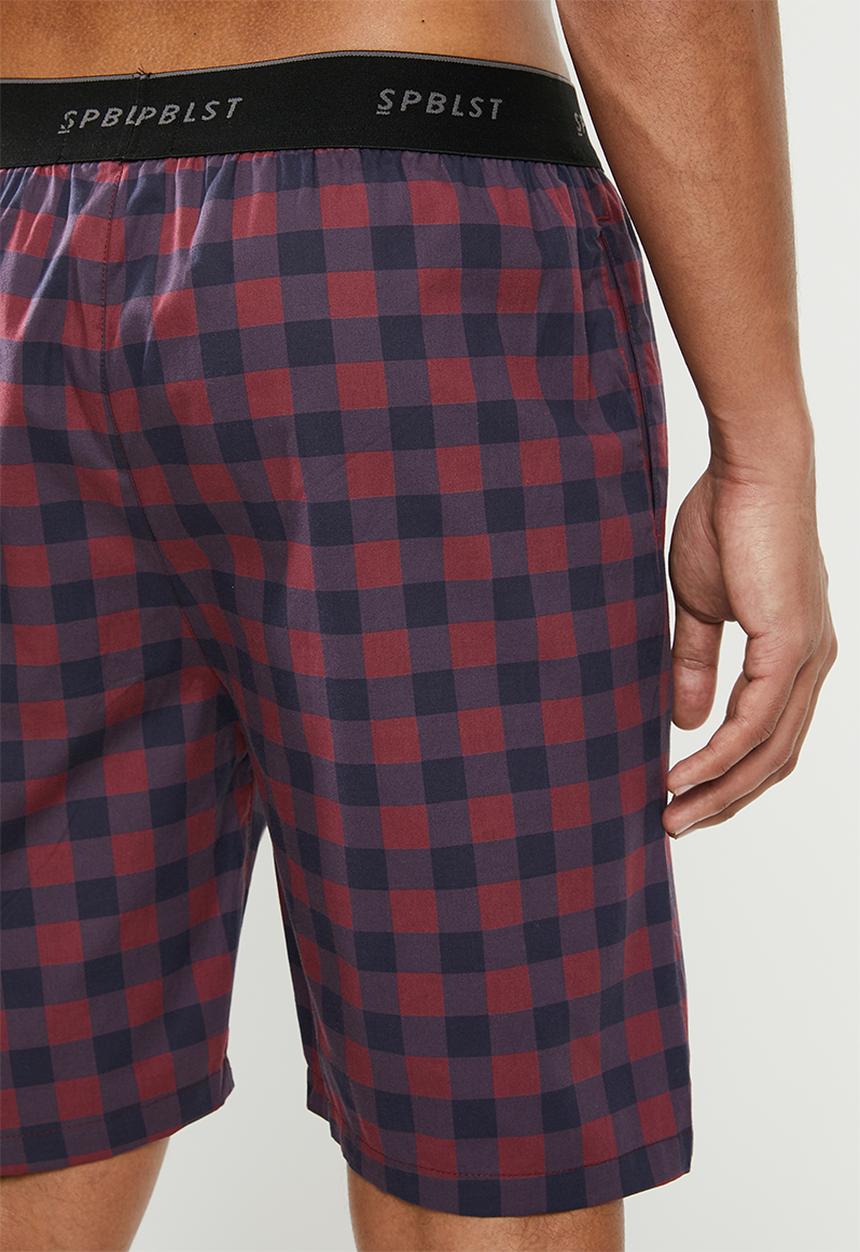 Superbalist - Woven sleep shorts - burgundy & navy