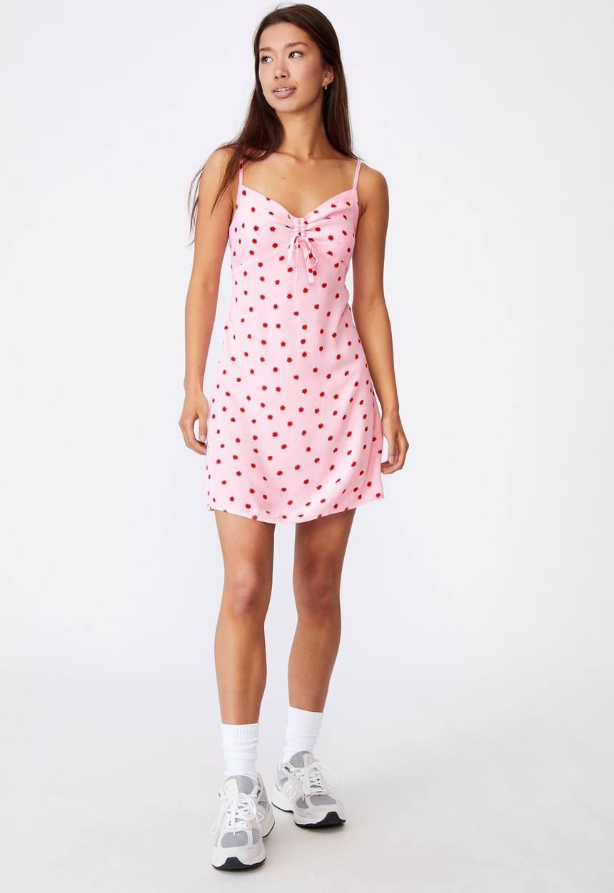 Factorie - Gather tie front dress - pink 