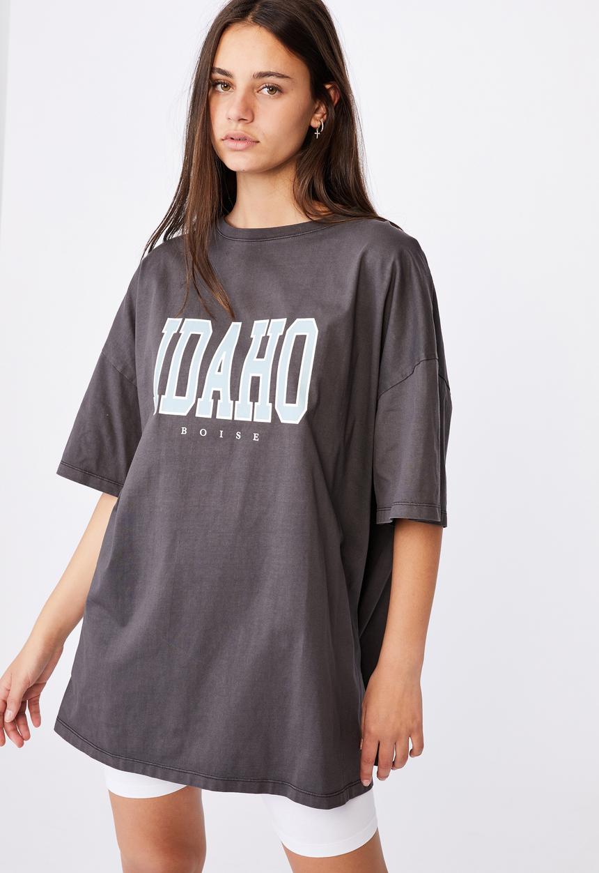 Factorie - Graphic T-shirt dress - washed black