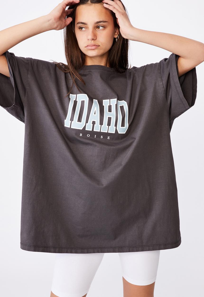 Factorie - Graphic T-shirt dress - washed black