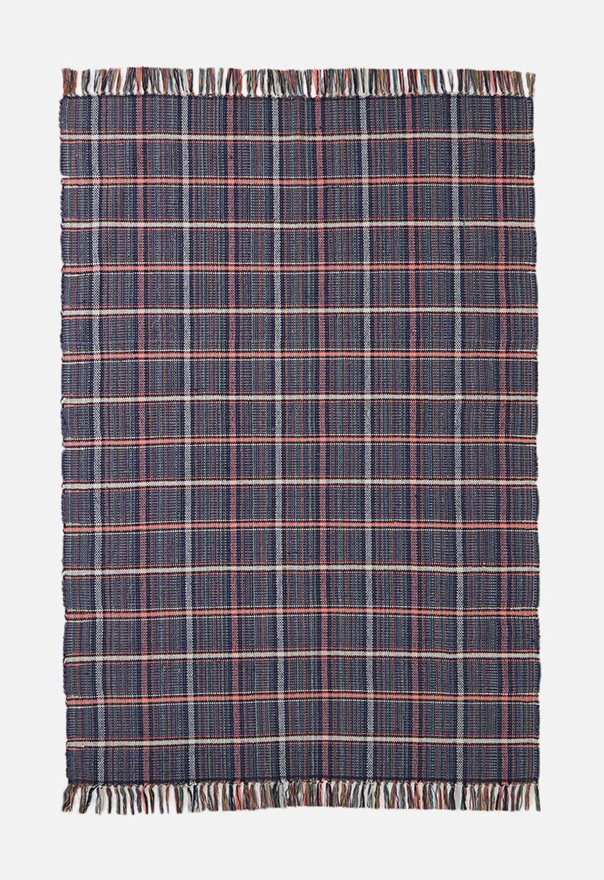 Sixth Floor - Plaid woven cotton rug - blue/red