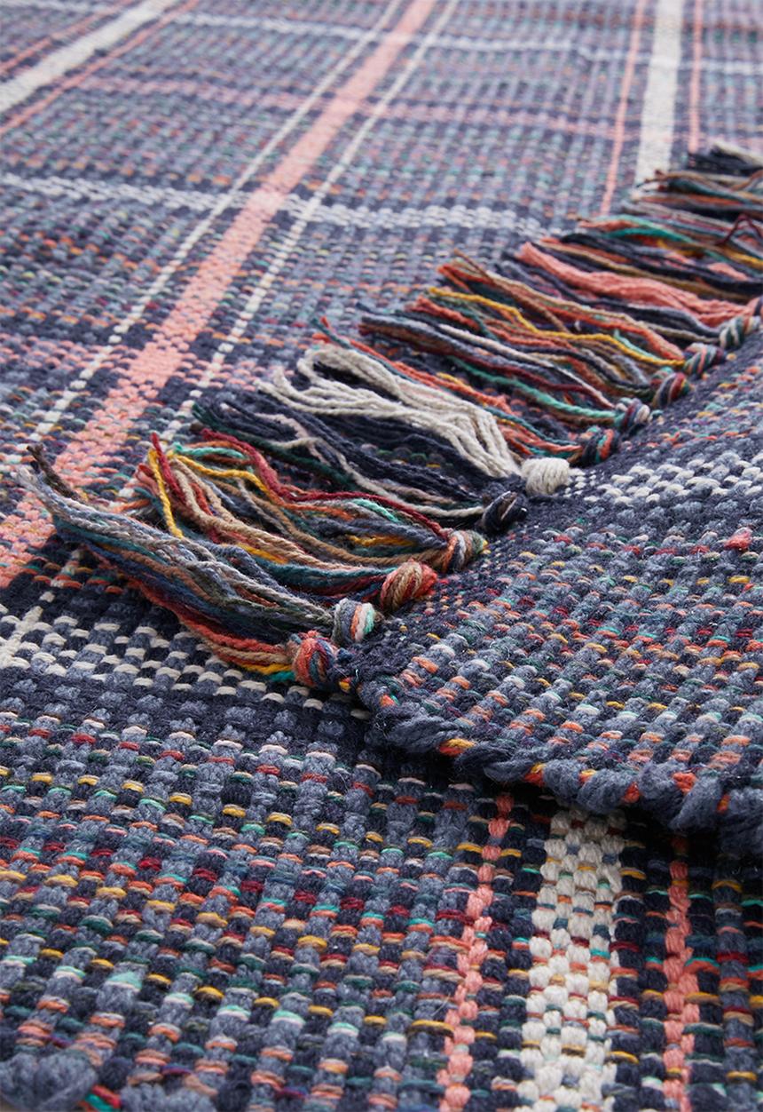 Sixth Floor - Plaid woven cotton rug - blue/red