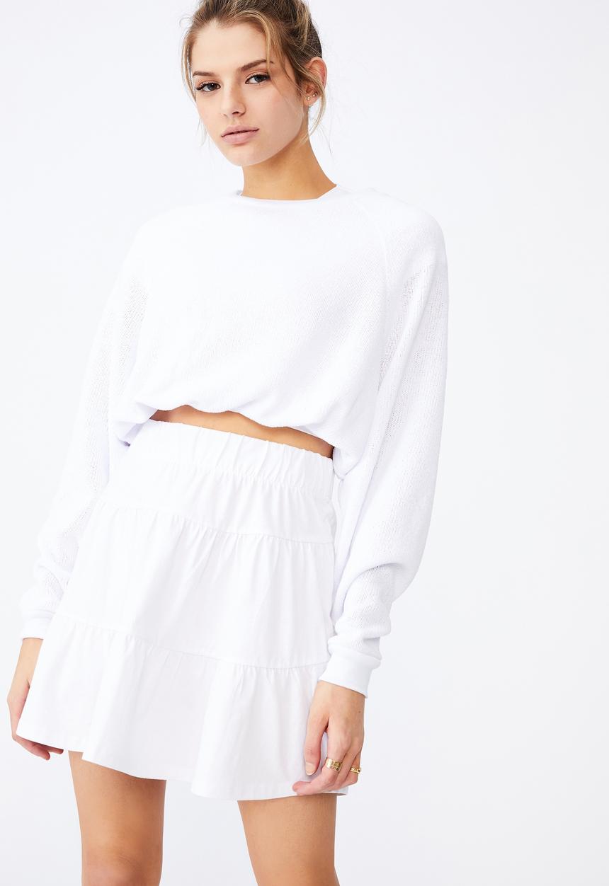 Factorie - Jersey tiered skirt - white
