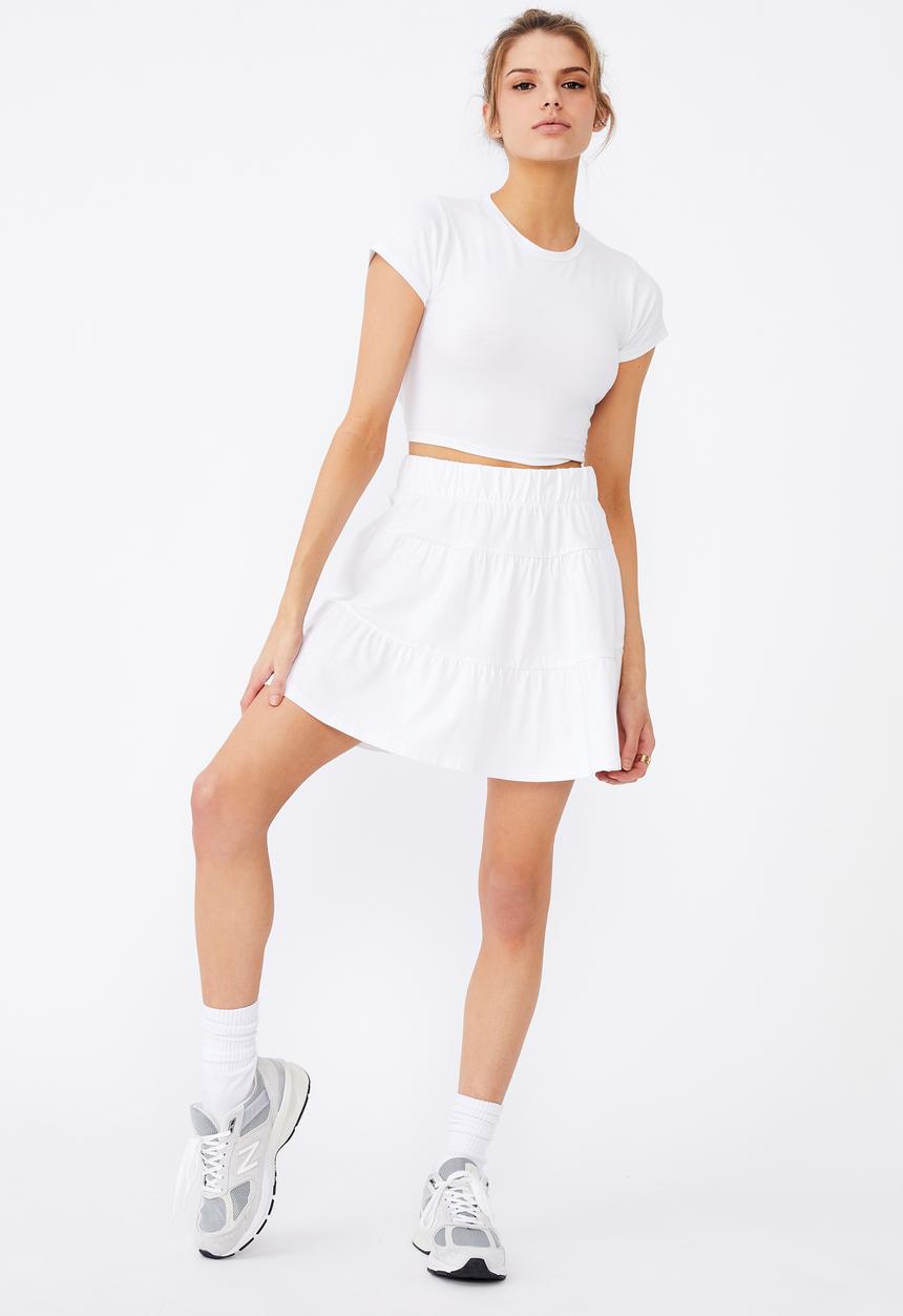 Factorie - Jersey tiered skirt - white