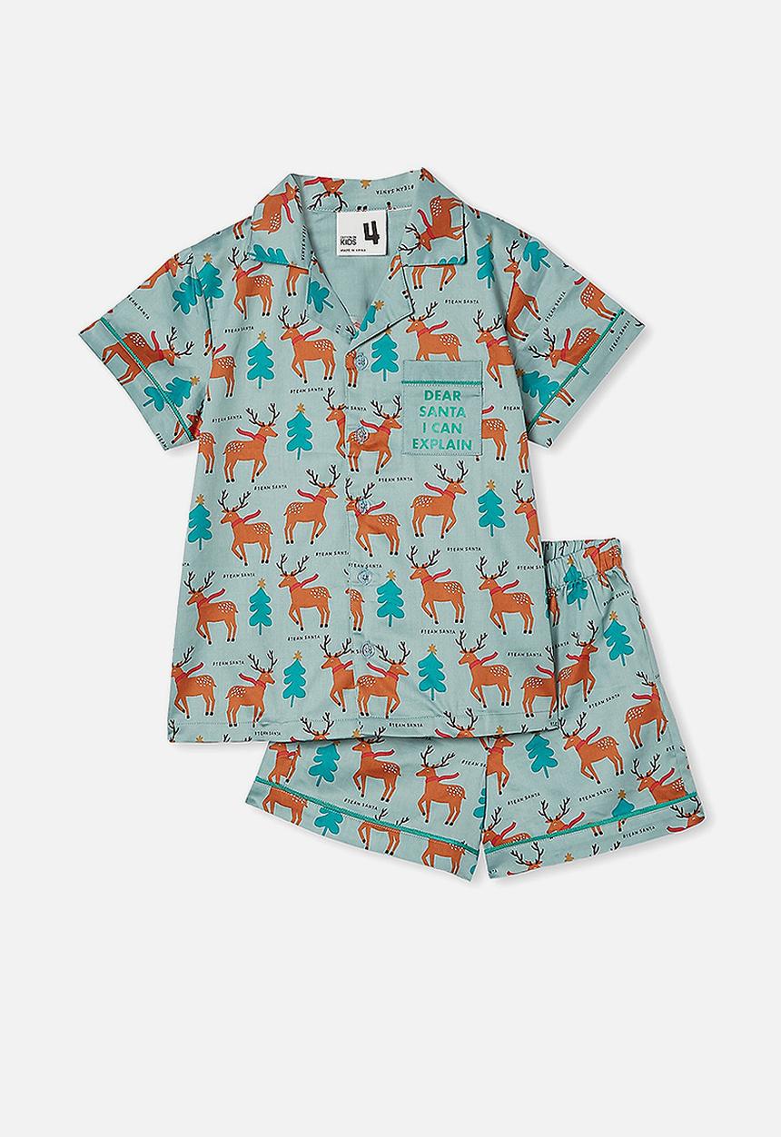 Cotton On - Pete woven short sleeve pj set - green