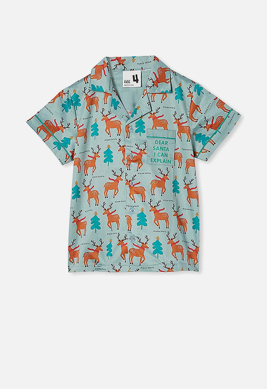 Cotton On - Pete woven short sleeve pj set - green