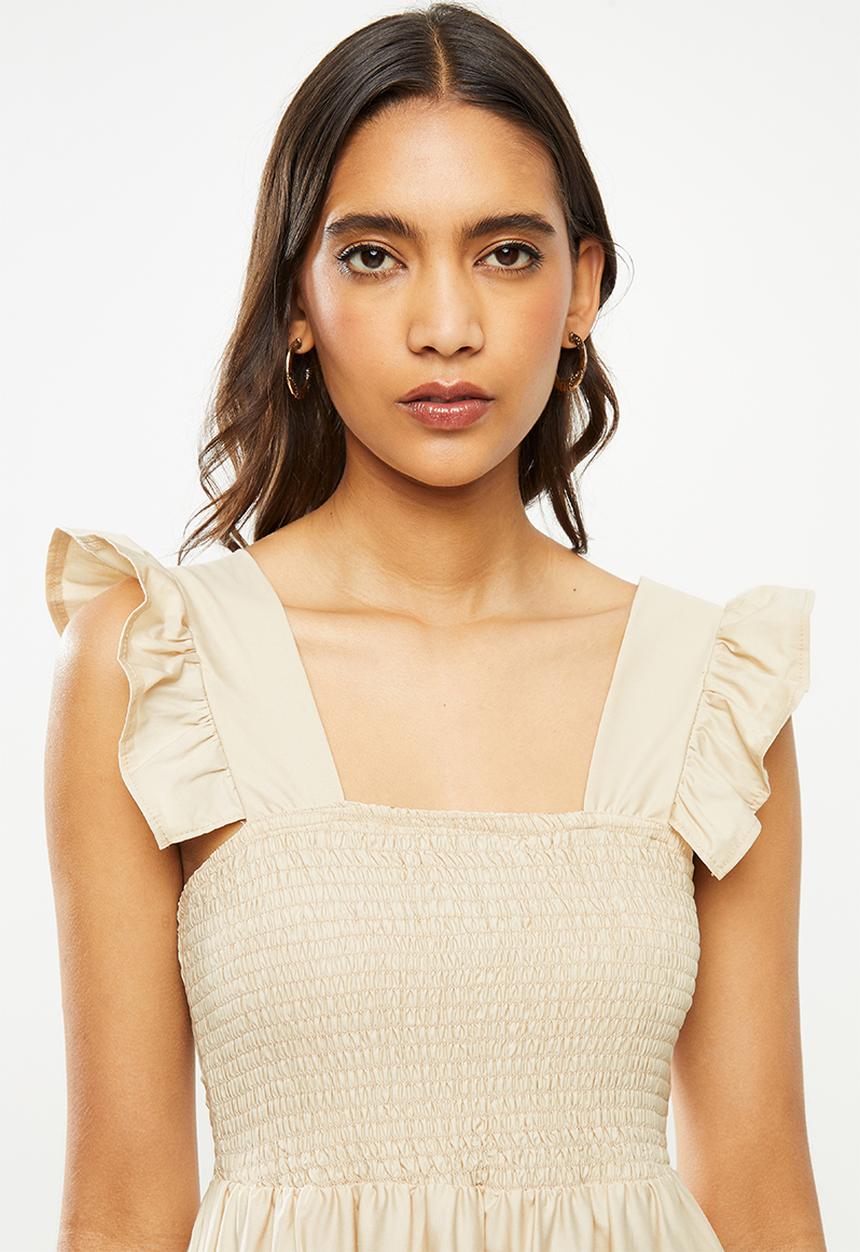 Me&B - Colour block sun dress with frill sleeves - multi