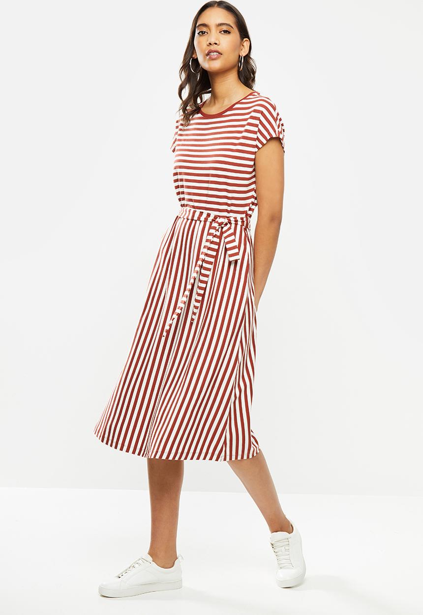 ONLY - Happy life short sleeve dress - rust & white