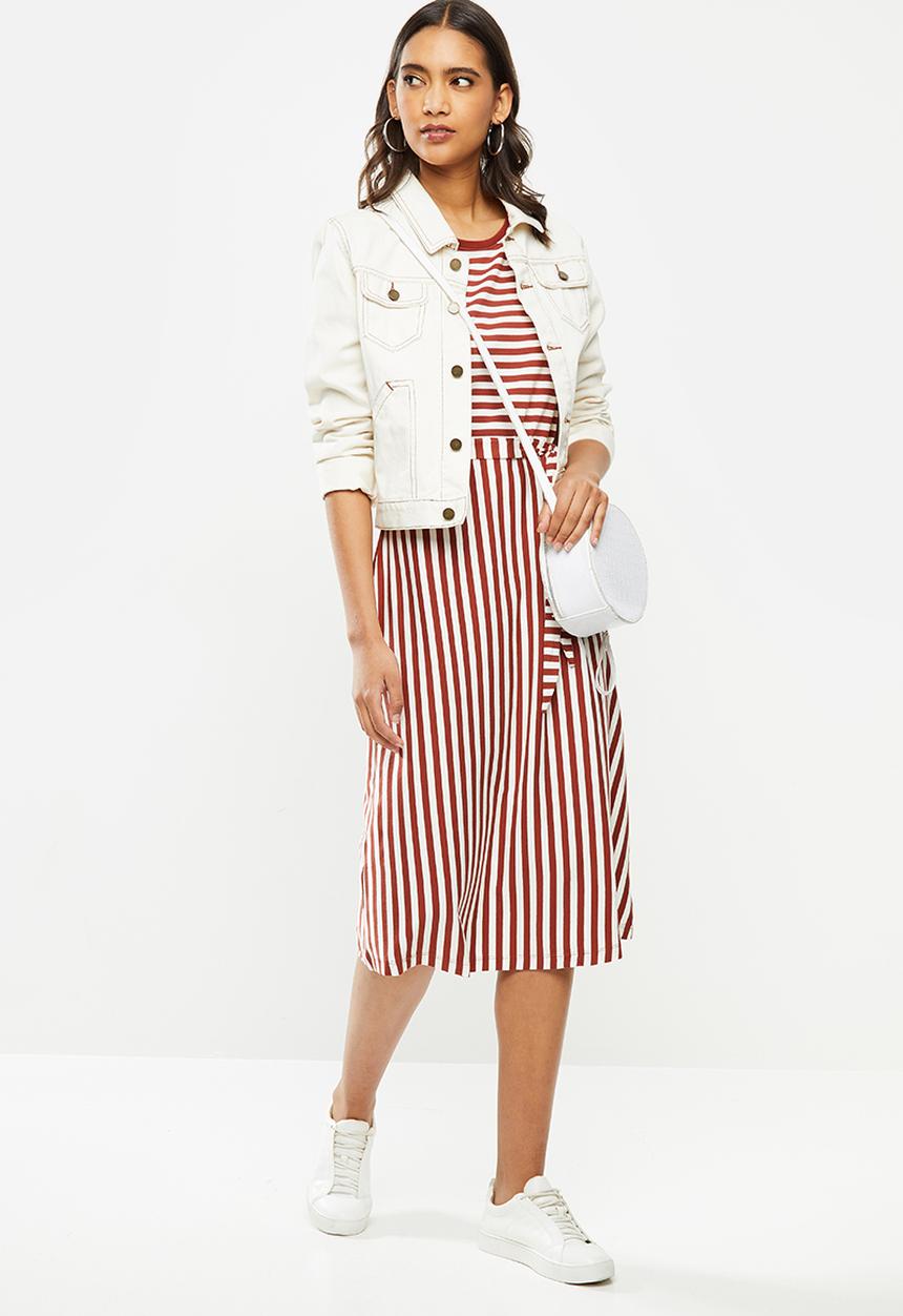 ONLY - Happy life short sleeve dress - rust & white