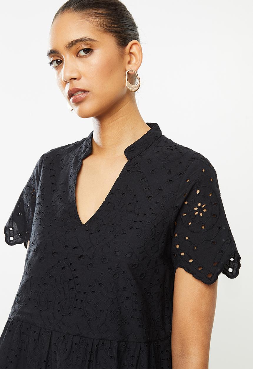 Vero Moda - Norah short sleeve short dress - black