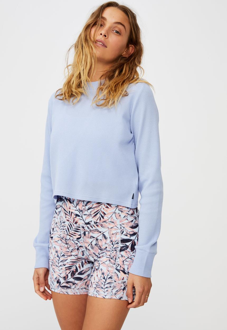 Cotton On - Cross back waffle long sleeve top - cornflower lilac