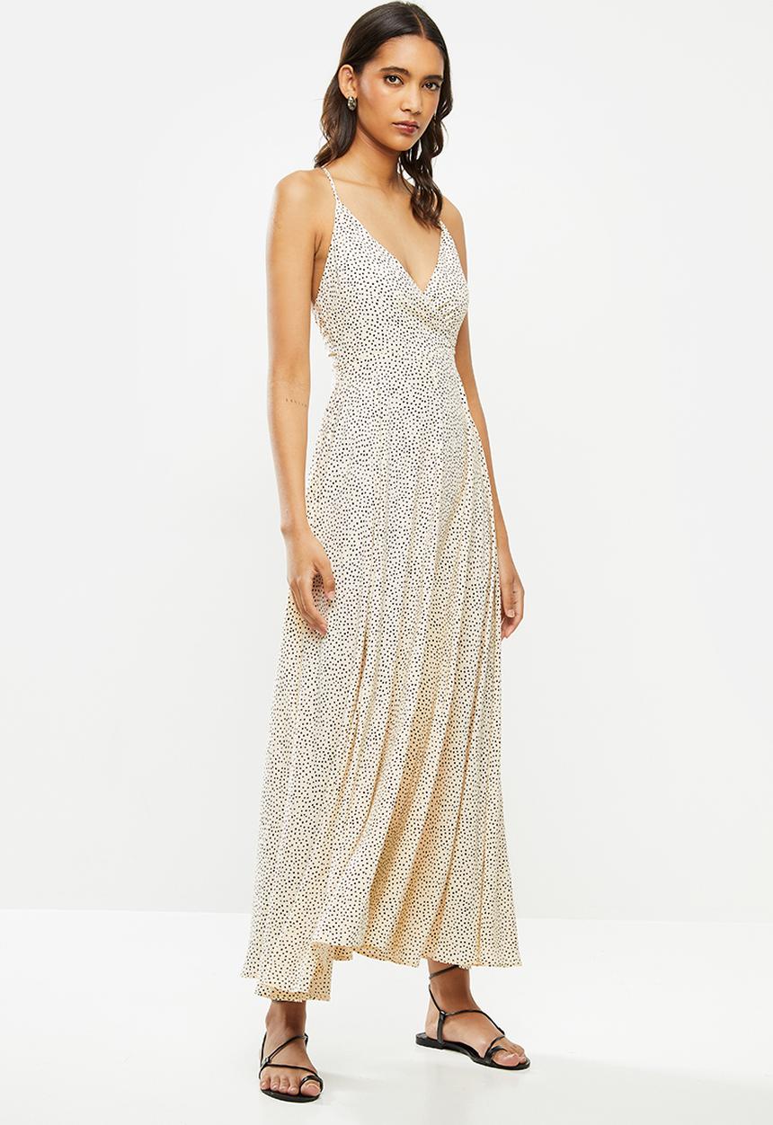 VELVET - Circle midi dress with tieback - neutral & black