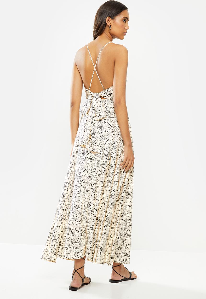 VELVET - Circle midi dress with tieback - neutral & black
