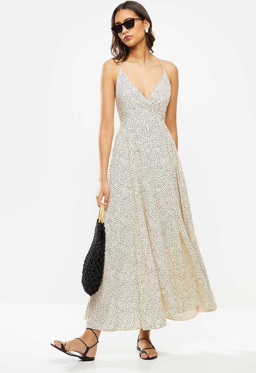 VELVET - Circle midi dress with tieback - neutral & black