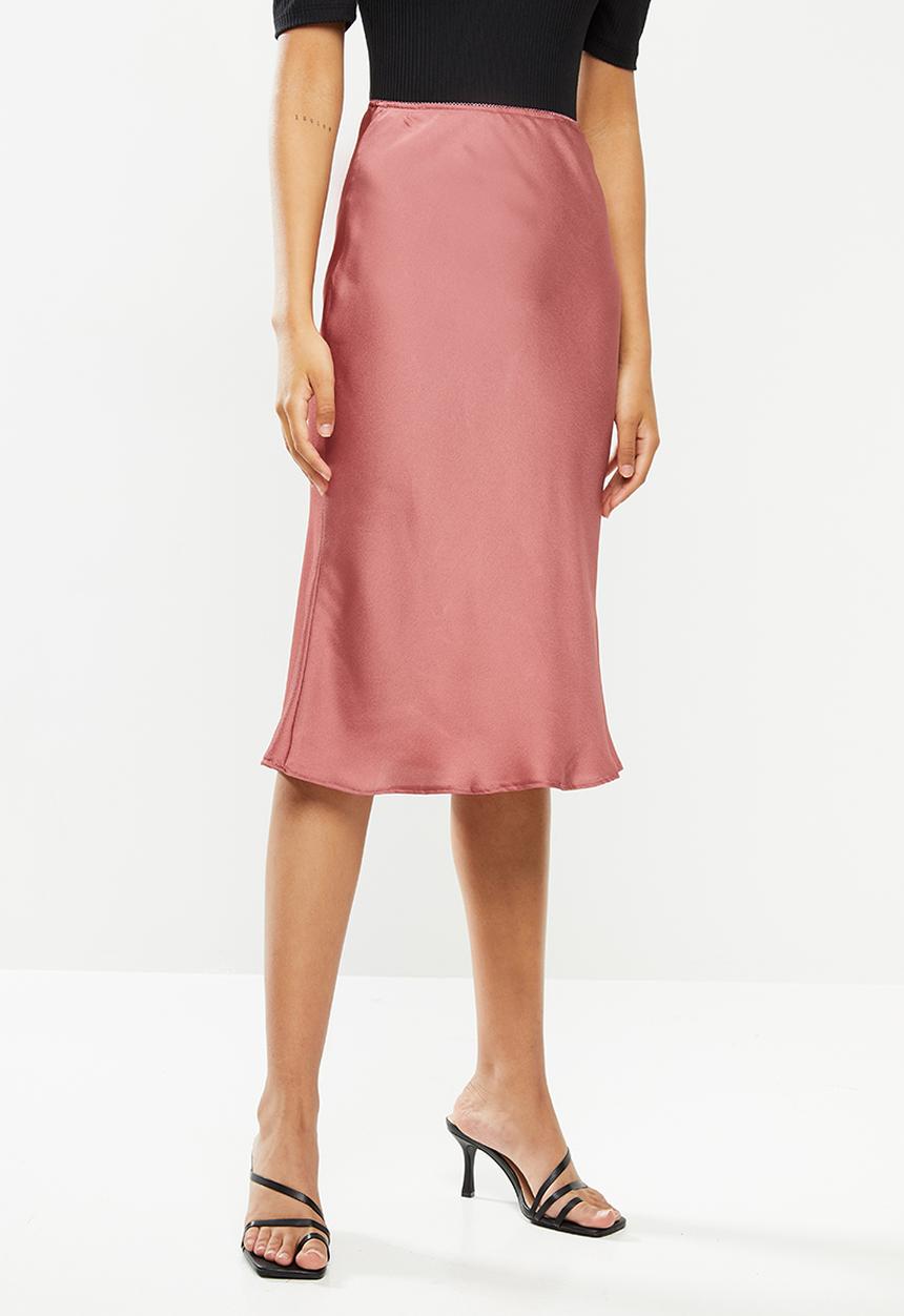 VELVET - Satin bias cut slip skirt - pink