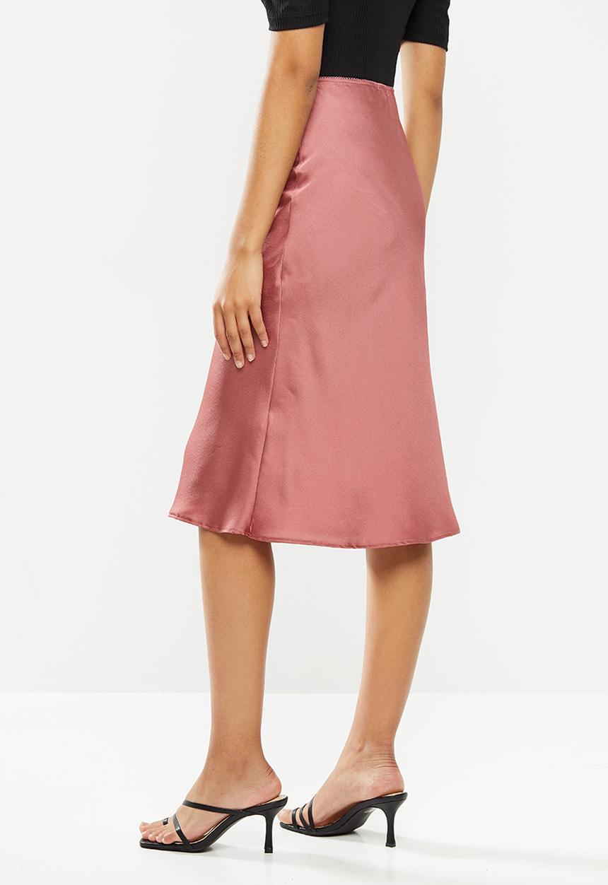 VELVET - Satin bias cut slip skirt - pink